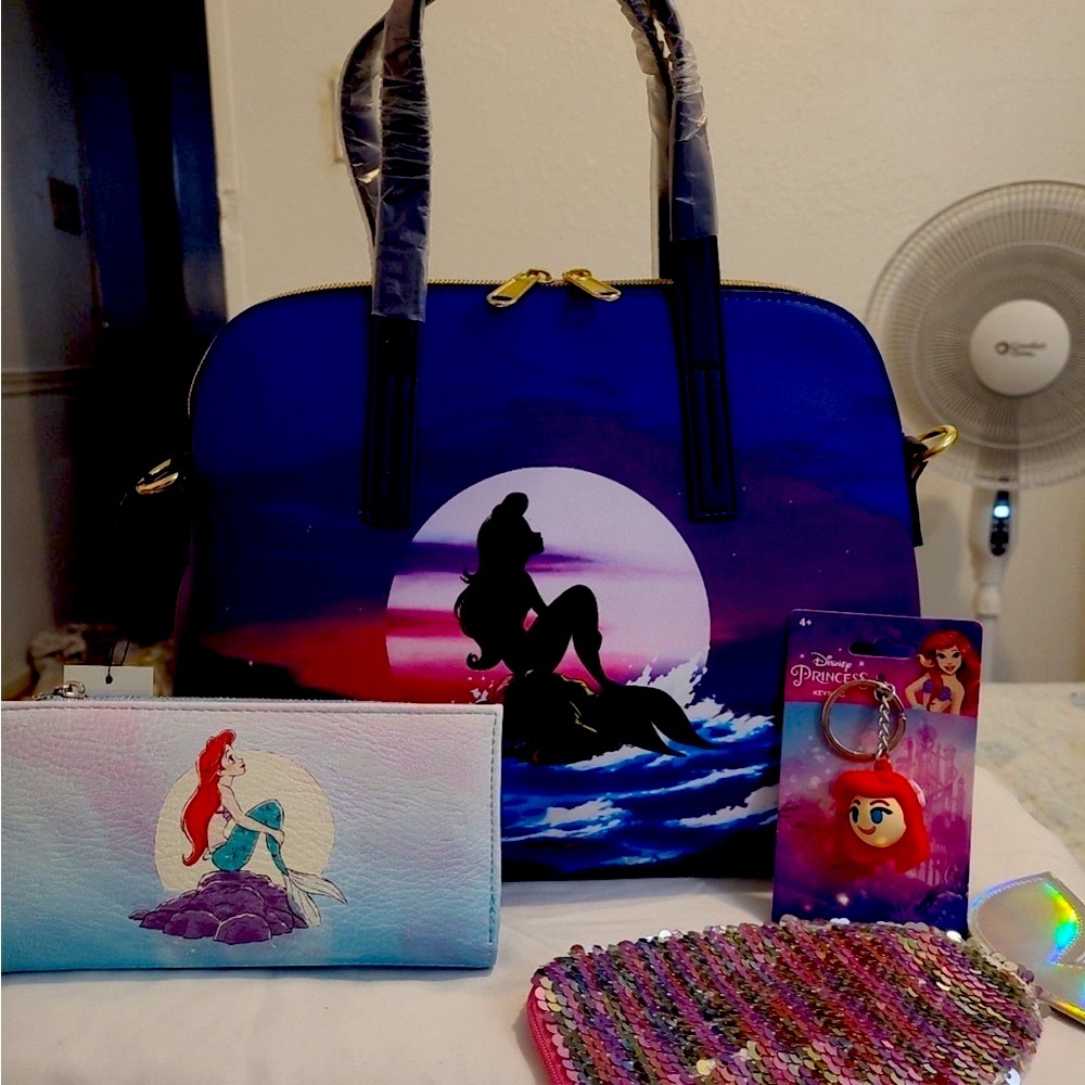 Ariel Themed Blue and Purple Women's Bag